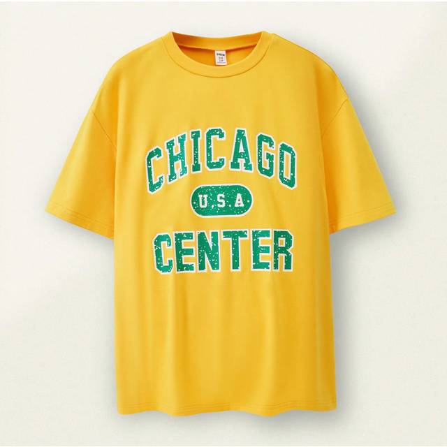 SHEIN 1pc Retro American Style T-Shirt For Tween Girls, Minimalist Graphic Vintage Tee