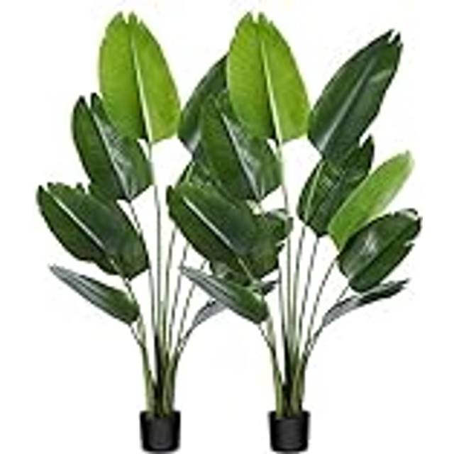 CROSOFMI Artificial Bird of Paradise Plant 150cm Fake Tropical Palm Tree with 10 Leaves,Perfect Faux Plants in Pot for Indoor Outdoor House Home