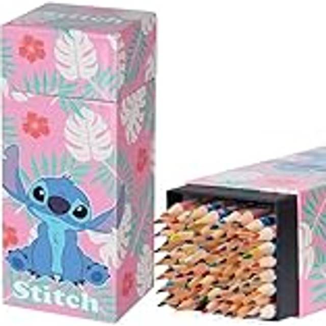 Colouring Pencils for Kids, 72 Pencils Colouring Box Assorted Colours Art Supplies - Kids Gifts (Pink Stitch)