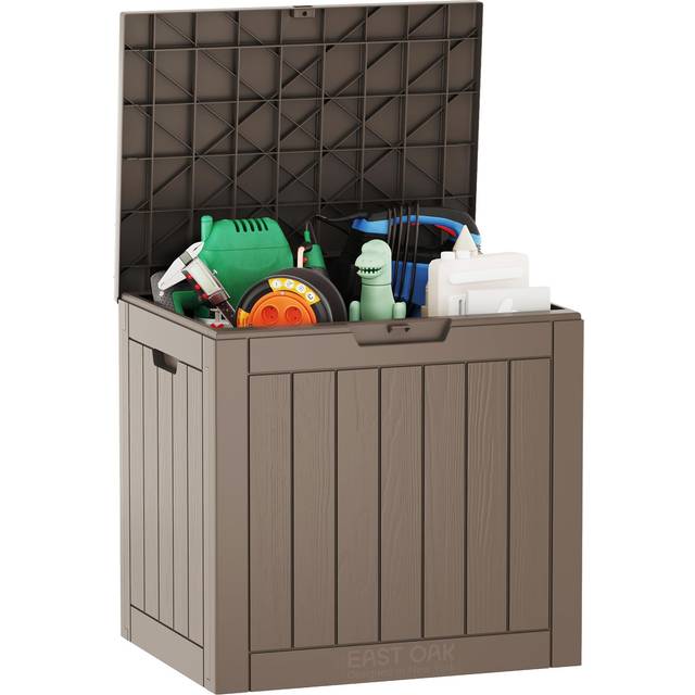 EAST OAK Outdoor Storage Box  31 Gallon Deck Box  Waterproof Resin Storage Bin for Patio Cushions  Gardening Tools  Pool Accessories  Lockable  UV Res
