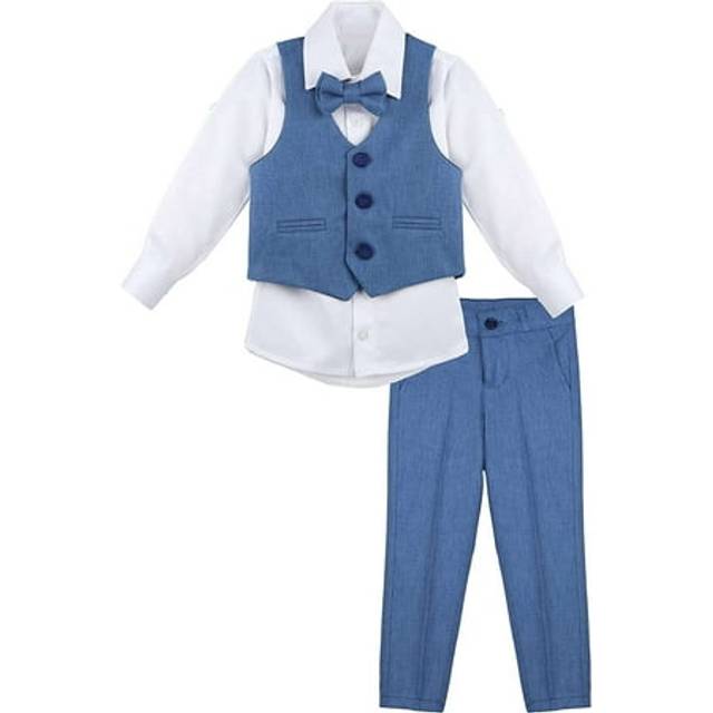 Lilax Boys Formal Suit 4 Piece Vest  Pants and Tie Dresswear Suit Set (2T  Blue)