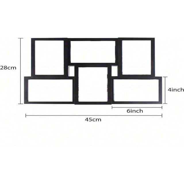 SHEIN Multi Photo Picture Frames Single 6 X 4 Inch Multi Aperture Picture Photo Frames Collage For 6 Photos Wall Mounted Frame Multi Family Photos For Displ