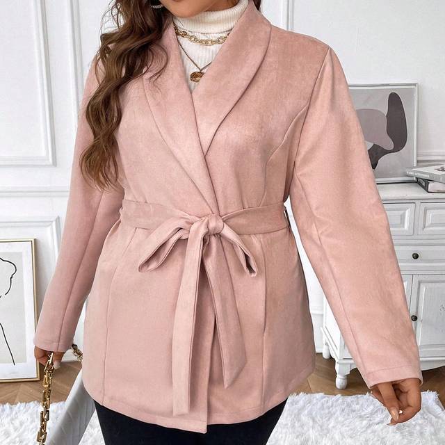 SHEIN Plus Shawl Collar Belted Coat