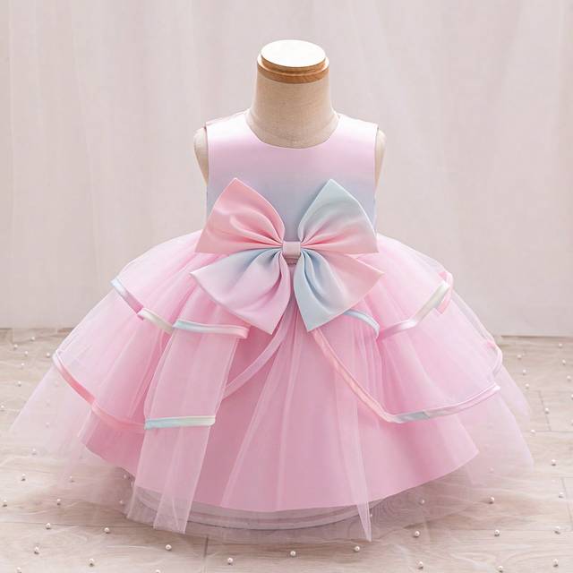 SHEIN Christmas Partywear Santa Dress, New Year Dress For Baby Girl & Toddlers, Sleeveless Tulle Puff Skirt Princess Dress With 3D Bow, Sweet And Cute