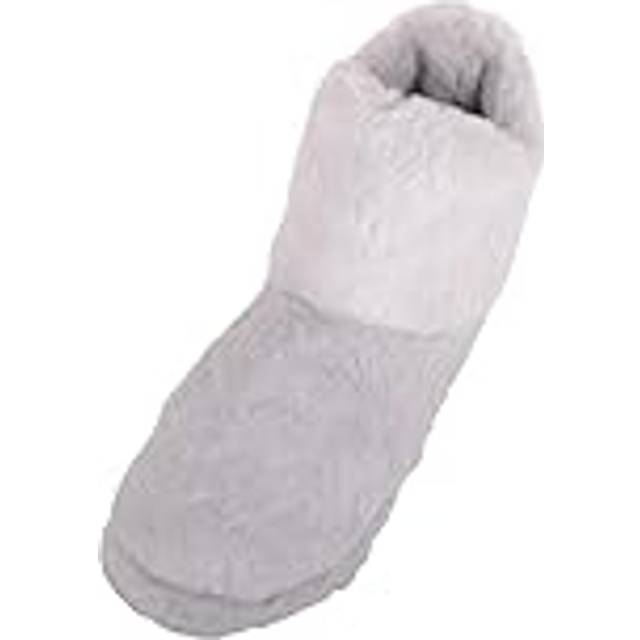 Womens Easy Slip On Fluffy Faux Fur Winter Slipper Boots Booties - Grey - 6