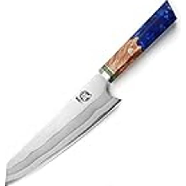 MITSUMOTO SAKARI Professional Japanese Knife, 8 inch Kiritsuke Sushi Kitchen Knives, Hand Forged 7 Layers 440C Damascus Steel Chef Knife
