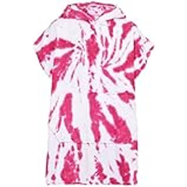 (10-13 Years) Unisex Towel Poncho Bathrobe Tie Dye Pink Soft Beach