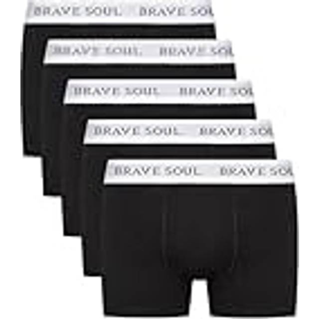 (BLACK, Medium) Brave Soul Wyatt 5 Pack Boxer Shorts