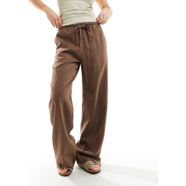 Weekday – Mia – Bruna byxor i linnemix