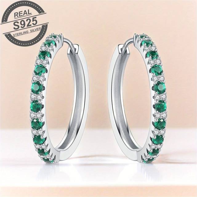 TEMU 1 Pair Of 925 Sterling Fashion Style Ear Loops Charms, Synthetic Zirconia, Jewelry Gift For Women, Party Accessory, Vacation Jewelry