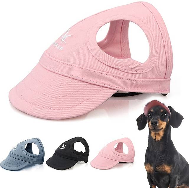 TEMU Adjustable Pvc Dog Sun Hat With Elastic Strap - Waterproof Pet Cap For Small, Medium, And Large Breeds - Non-textile Outdoor Visor For Uv Protection
