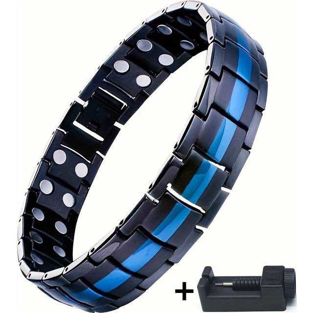 TEMU 1pc Men' Steel Bracelet, Fashion , Striped Design, For Father's Day Or Christmas
