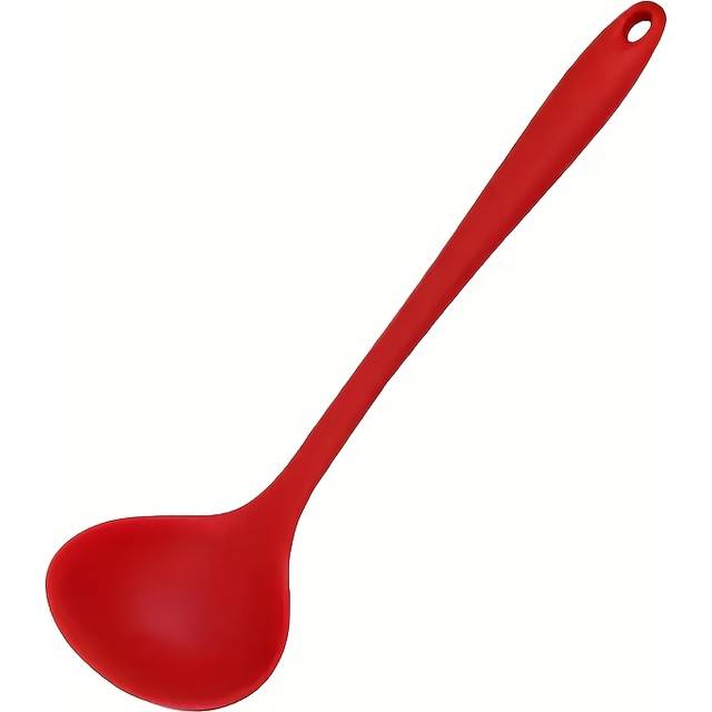TEMU 1pc Uiui Large Silicone - High-temperature Resistant, Kitchen Ladle With Ergonomic Handle For Cooking & Serving - Restaurant And Home Use, Soup Ladle