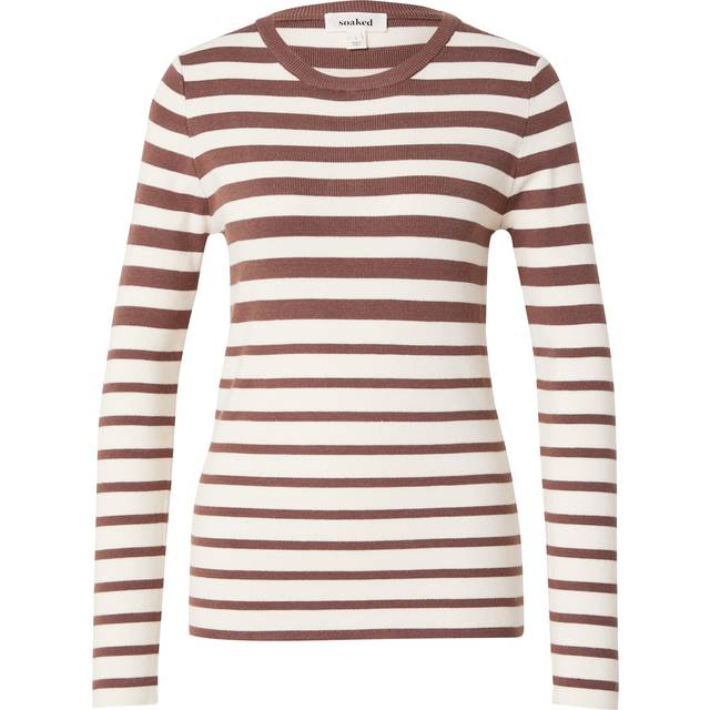 Soaked In Luxury Spina Stripe Slim Fit Jumper, Brown/White