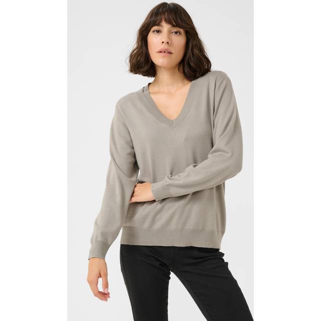 KAFFE Lizza V-Neck Jumper, Grey