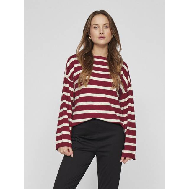 Vila - Topp Viamanda L/S Boatneck Knit - Röd