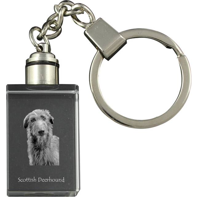 Deerhound, Scottish Deerhound - Crystal key ring with dog photo, illuminated key ring, unique gift by Art-Dog brand transparent
