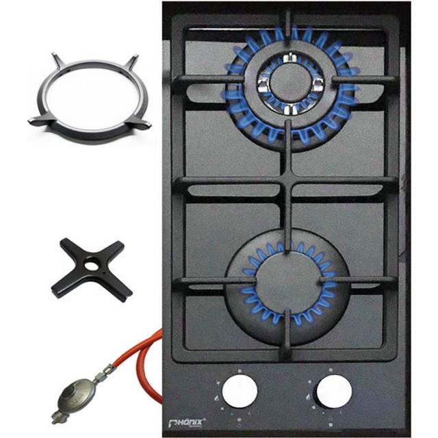 Phoenix 102gbt gas hob glass gas cooker 2 lamps, cast wok-aufsatz + herdkreuz