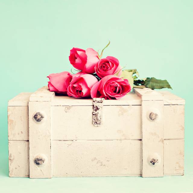 Chest with Roses by Andreka - Wrapped Canvas Photograph (91cm H x 91cm W)