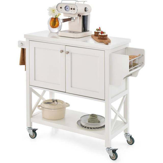 Wahyudi Kitchen Cart - White (35.43cm H X 80cm W X 15.75cm D)