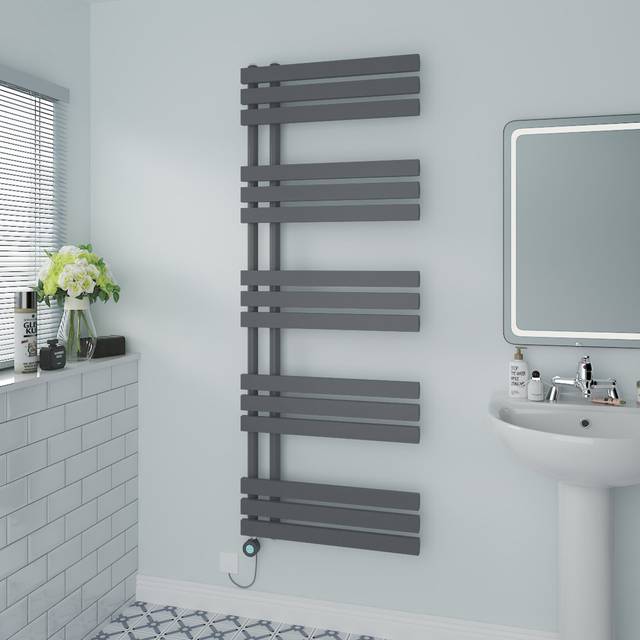 Cardia Heated Towel Rails - Anthracite (160cm H x 60cm W x 7.35cm D)