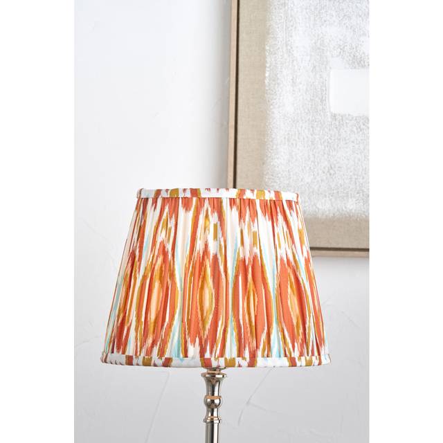Orange Ikat Patterned Mushroom Pleat Tapered Lampshade - Red - 18 inches