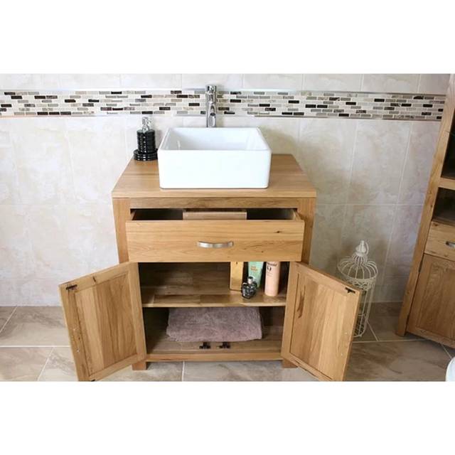 Desirae Solid Oak 700mm Free-standing Vanity Unit (1,100mm H X 700mm W X 475mm D)