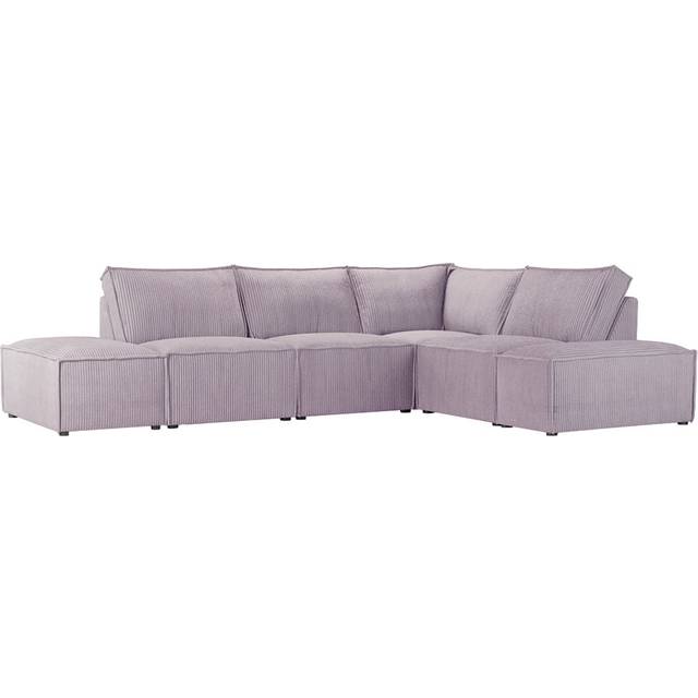 Beadie 5-Piece Corduroy Cord Corner Sectional - Purple (80cm H X 285cm W X 94cm D)