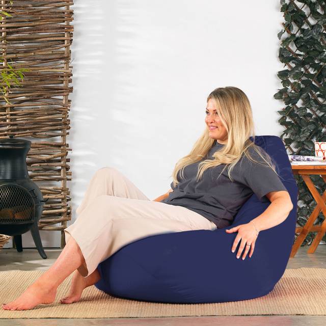 Veeva Outdoor High Back Bean Bag Chair - Navy Blue (Large; Medium)