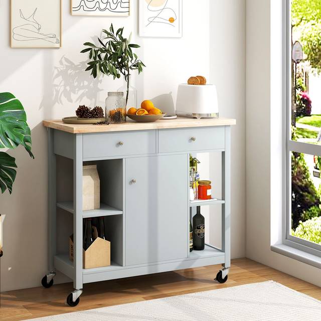 Mersinlik Kitchen Cart - Grey (35.43cm H X 99cm W X 18.11cm D)