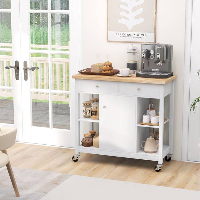 Mersinlik Kitchen Cart - White (35.43cm H X 99cm W X 18.11cm D)