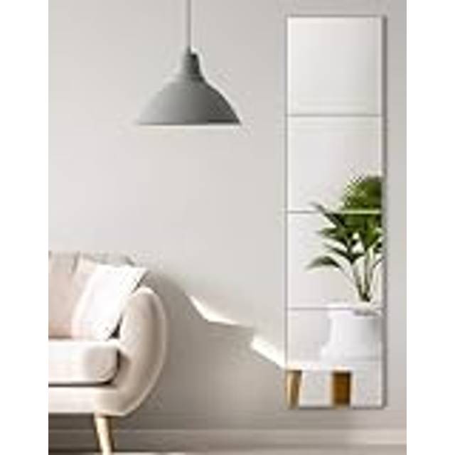 QWORK? 4 pieces mirror tiles self-adhesive, adhesive mirror, acrylic self-adhesive mirror, 30x30cm, for living room, bedroom, bathroom