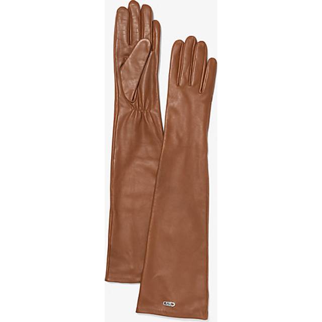 MK Leather Opera Gloves - Brown - Michael Kors