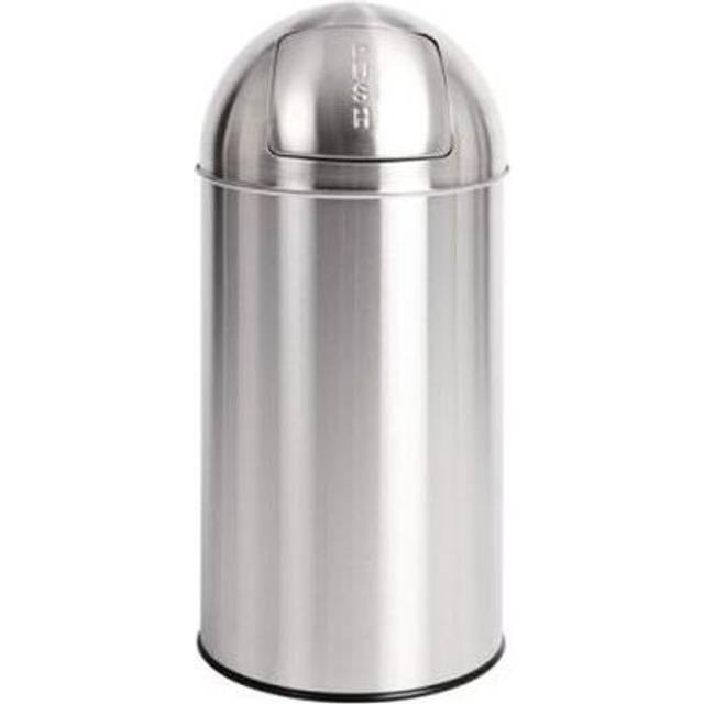 Bolero Stainless Steel Push Top Bullet Bin Silver 40Ltr