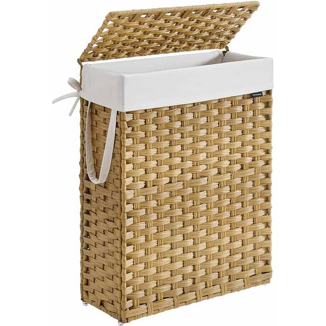 55L Slim Laundry Basket with Lid and Handles Goose Yellow, Goose Yellow
