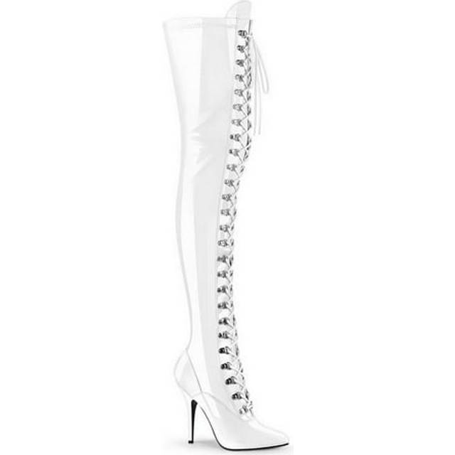 (UK 10/EU 43/US 13) Pleaser Womens Boots SEDUCE-3024 Wht Pat