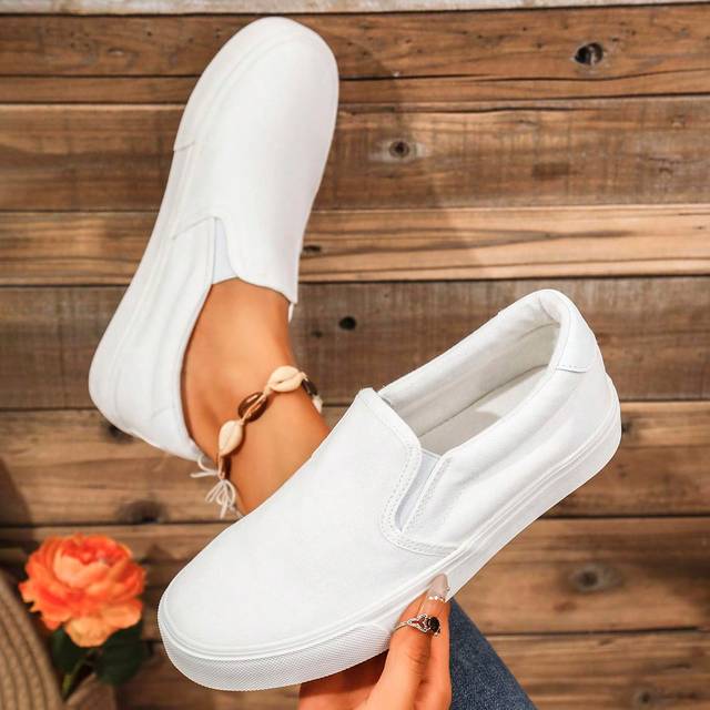 SHEIN Couples Slip-On Canvas Shoes, Casual Loafers For Walking