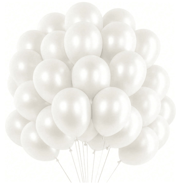 SHEIN 5 Inch, 10 Inch, 12 Inch, And 18 Inch Pearl White Balloons, Matte White Balloons, Round Pearl White Latex Balloons, Retro Color Balloons Suitable For
