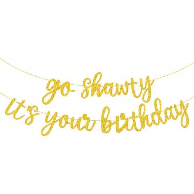 SHEIN 1Set,DIY String Go Shawty This Is Your Birthday Banner Hip Hop Theme Flash Happy Birthday Banner-Pre String-Black Rap Theme Happy Birthday Sign Man Wo