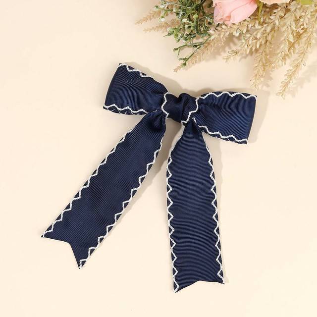 SHEIN 1pc Red Hair Bows For Women Solid Color Grosgrain Ribbon White Edge Bow Alligator Clips With Tail Elegant Bow Hair Clips Fall Winter Color Bow Barrett