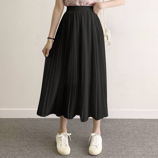Joudiya Solid Pleated Long Skirt