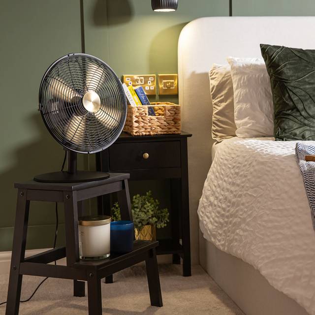 Russell Hobbs Desk Fan Electric Brushed Gold Black 3 Speed RHMDF1201BG