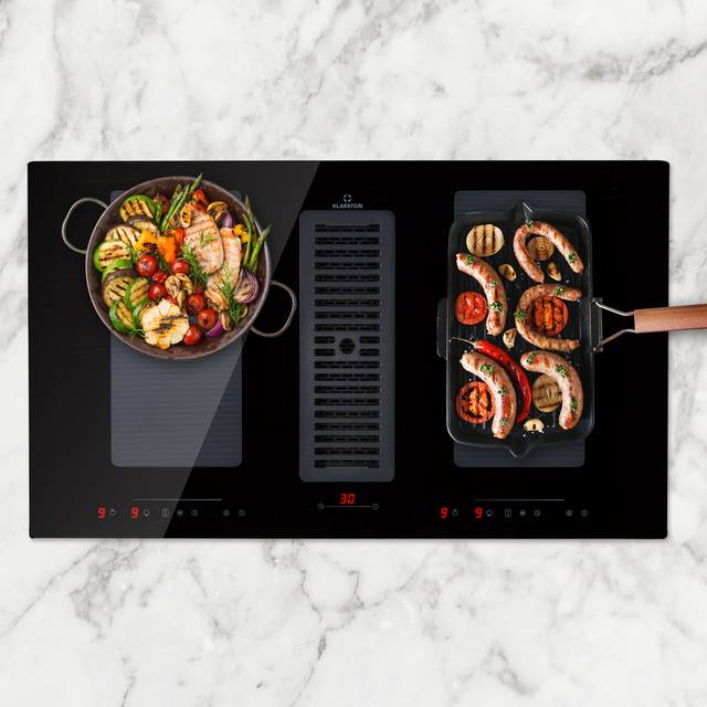 Induction hob cooker hood downdraft 90cm 4 ring electric induction range cooker