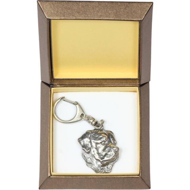 Rottweiler, Rott, Rottie I - Silver-plated key ring with a dog in a gift box, handbag decoration, backpack pendant by Art-Dog brand silver
