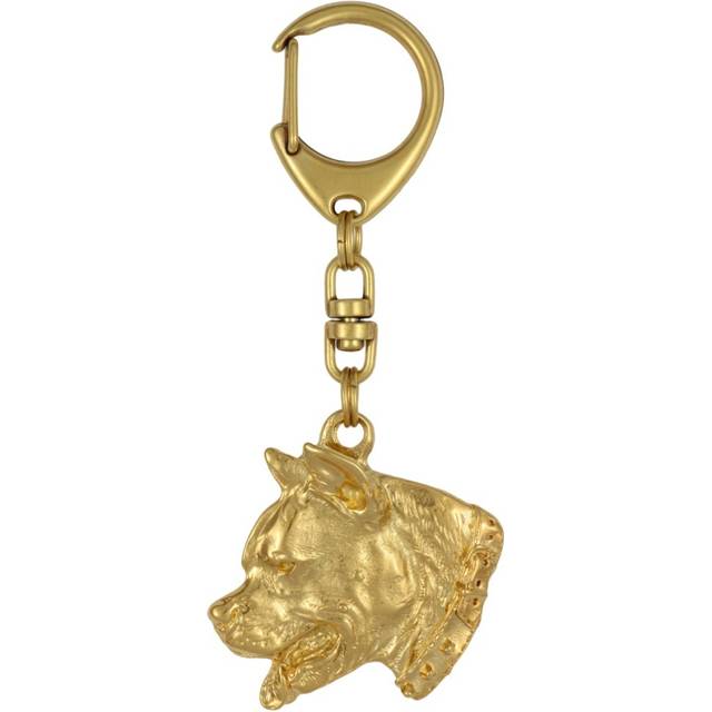 American Staffordshire Terrier, Amstaff I - Gilded key ring with dog, handbag decoration, luxury accessory by Art-Dog brand