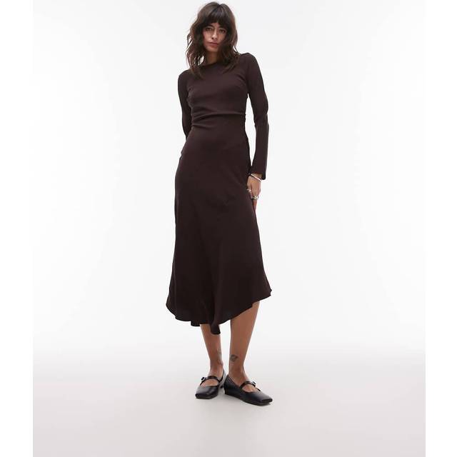 Mango Gala Drape Dress, Brown