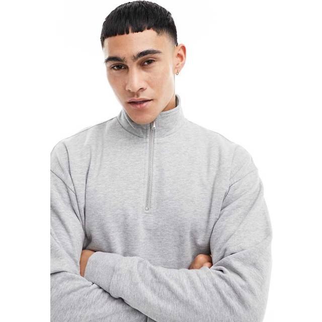 New Look Men's Grey Relaxed Quarter Zip Sweatshirt - L