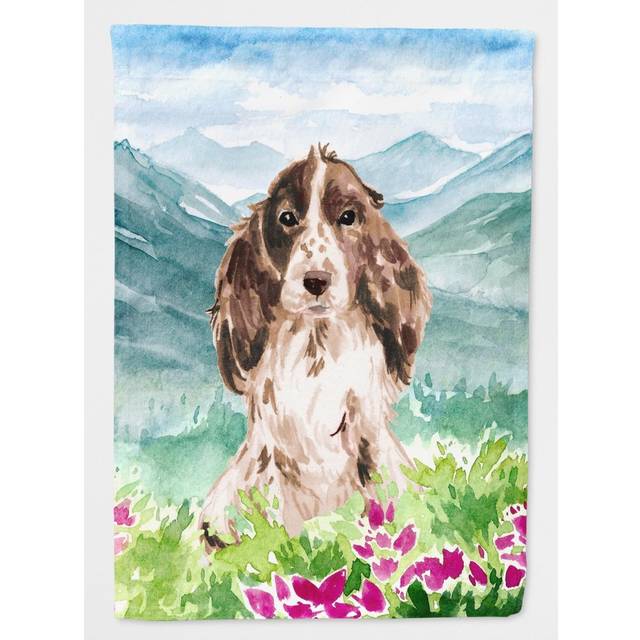 Caroline's Treasures CK1987GF Mountian Flowers Chocolate Parti Cocker Spaniel Garden Flag  Multicolor