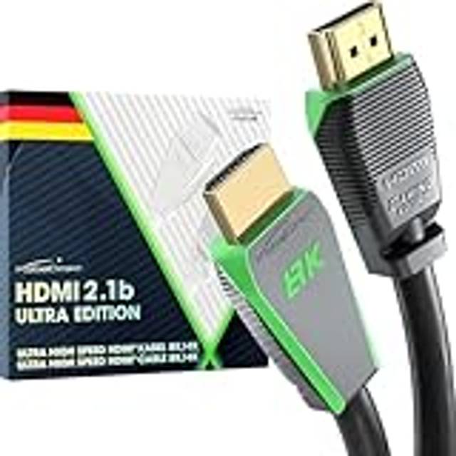KabelDirekt – 8K HDMI 2.1-kabel, certifierad Gamer Edition – 3m (8K@60Hz, Ultra High Speed/48G för 10K, ultrasnabba 144 Hz vid 4K, optimal för PS5/Xbox och Gaming PC, Monitor/TV, grå)