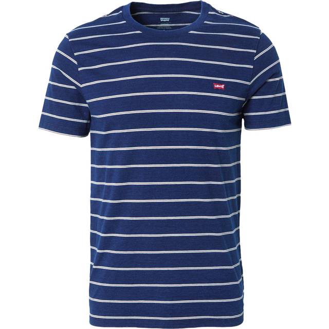 Levi's – Originals – Marinblårandig t-shirt med bågformad logga